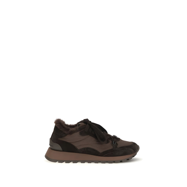 Brunello Cucinelli Black Leather Athletic Sneakers