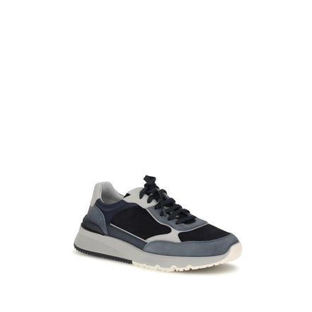 Brunello Cucinelli Blue Calf Leather Athletic Sneakers
