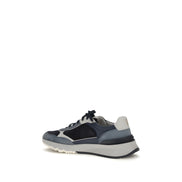 Brunello Cucinelli Blue Calf Leather Athletic Sneakers