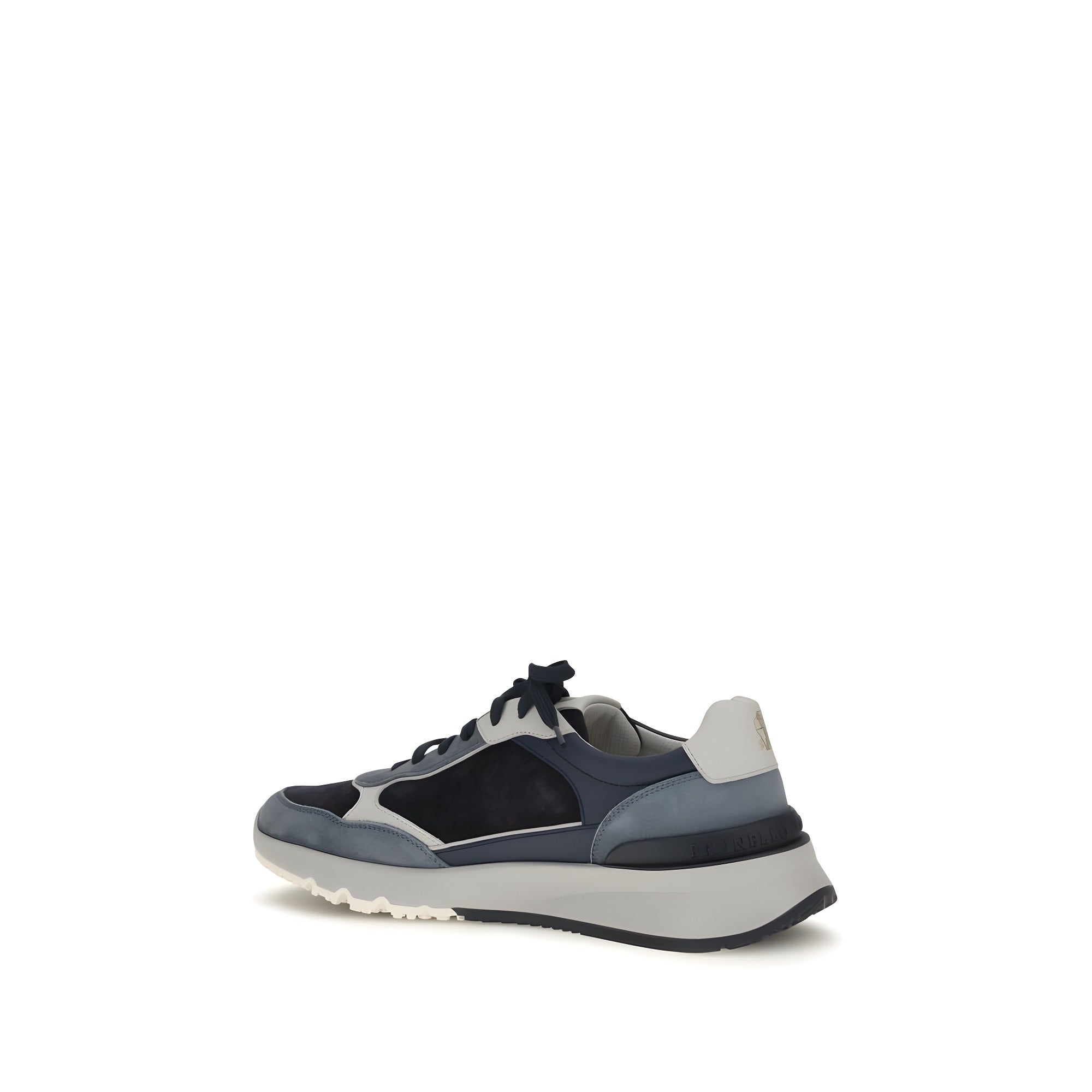 Brunello Cucinelli Blue Calf Leather Athletic Sneakers