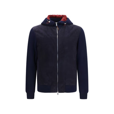 Brunello Cucinelli Blue Calf Leather Bos Taurus Full-Length Jacket