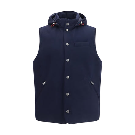 Brunello Cucinelli Blue Wool Oves Aries Sleeveless Jacket
