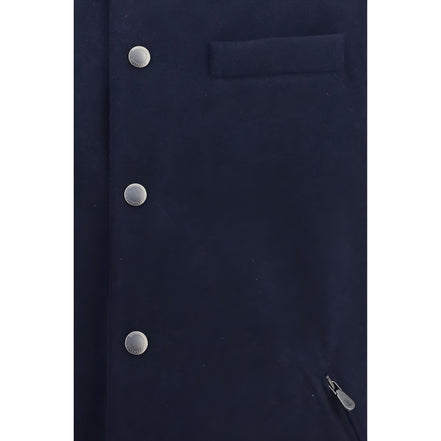 Brunello Cucinelli Blue Wool Oves Aries Sleeveless Jacket
