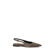 Brunello Cucinelli Brown Calf Leather Ballet Flats