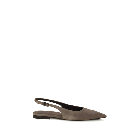 Brunello Cucinelli Brown Calf Leather Ballet Flats