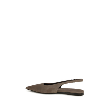 Brunello Cucinelli Brown Calf Leather Ballet Flats