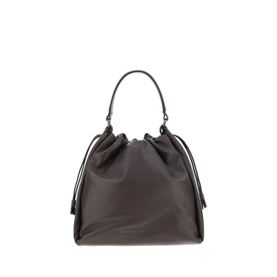 Brunello Cucinelli Brown Calf Leather Shoulder Bag
