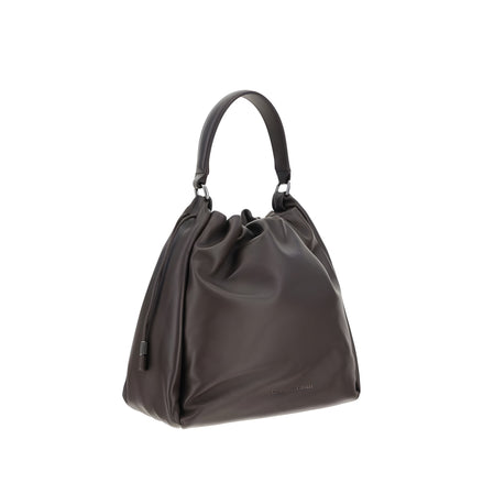 Brunello Cucinelli Brown Calf Leather Shoulder Bag