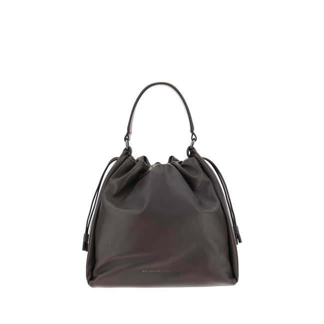Brunello Cucinelli Brown Calf Leather Shoulder Bag