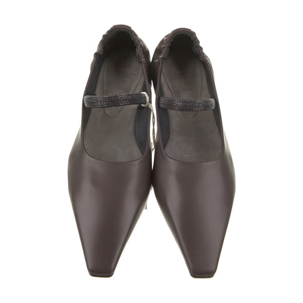 Brunello Cucinelli Brown Leather Ballet Flats