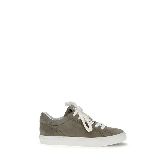 Brunello Cucinelli Gray Leather Low Top Sneakers