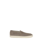 Brunello Cucinelli Gray Calf Leather Slip-On Loafers
