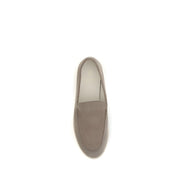 Brunello Cucinelli Gray Calf Leather Slip-On Loafers