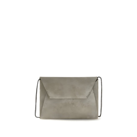 Brunello Cucinelli Gray Calf Leather Shoulder Bag