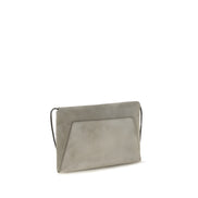 Brunello Cucinelli Gray Calf Leather Shoulder Bag