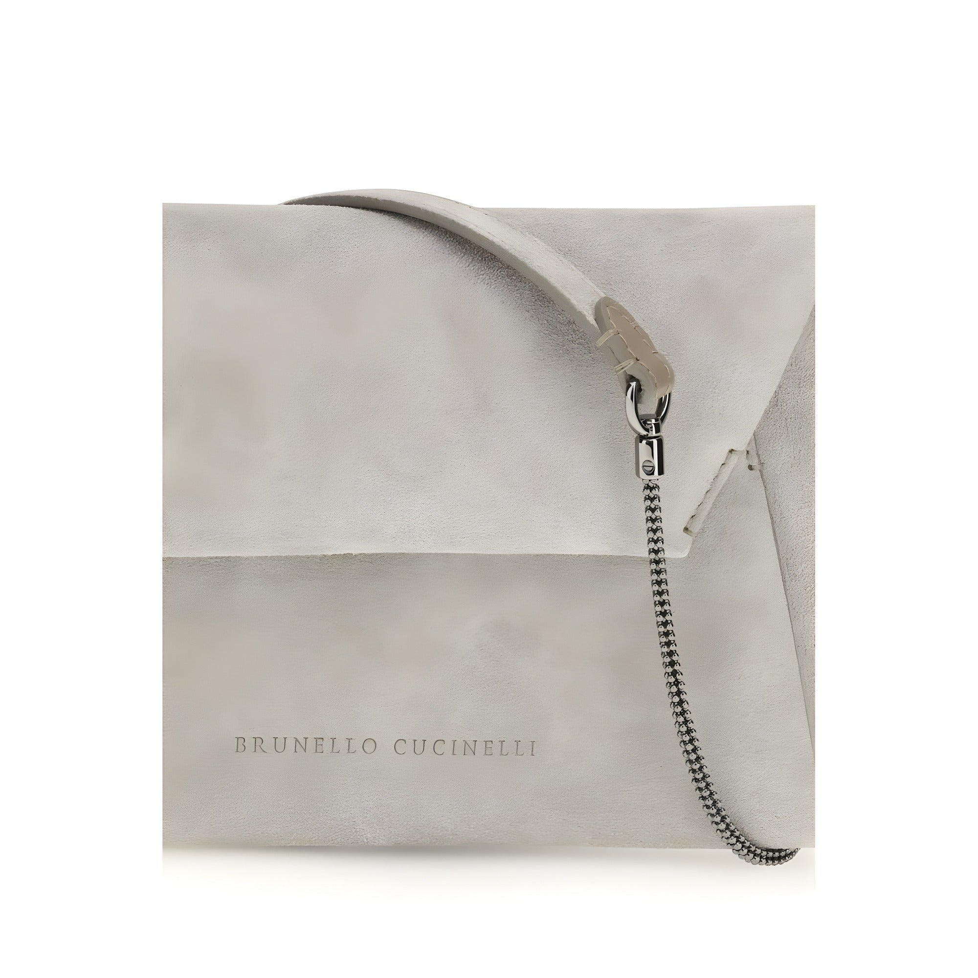 Brunello Cucinelli Gray Calf Leather Shoulder Bag