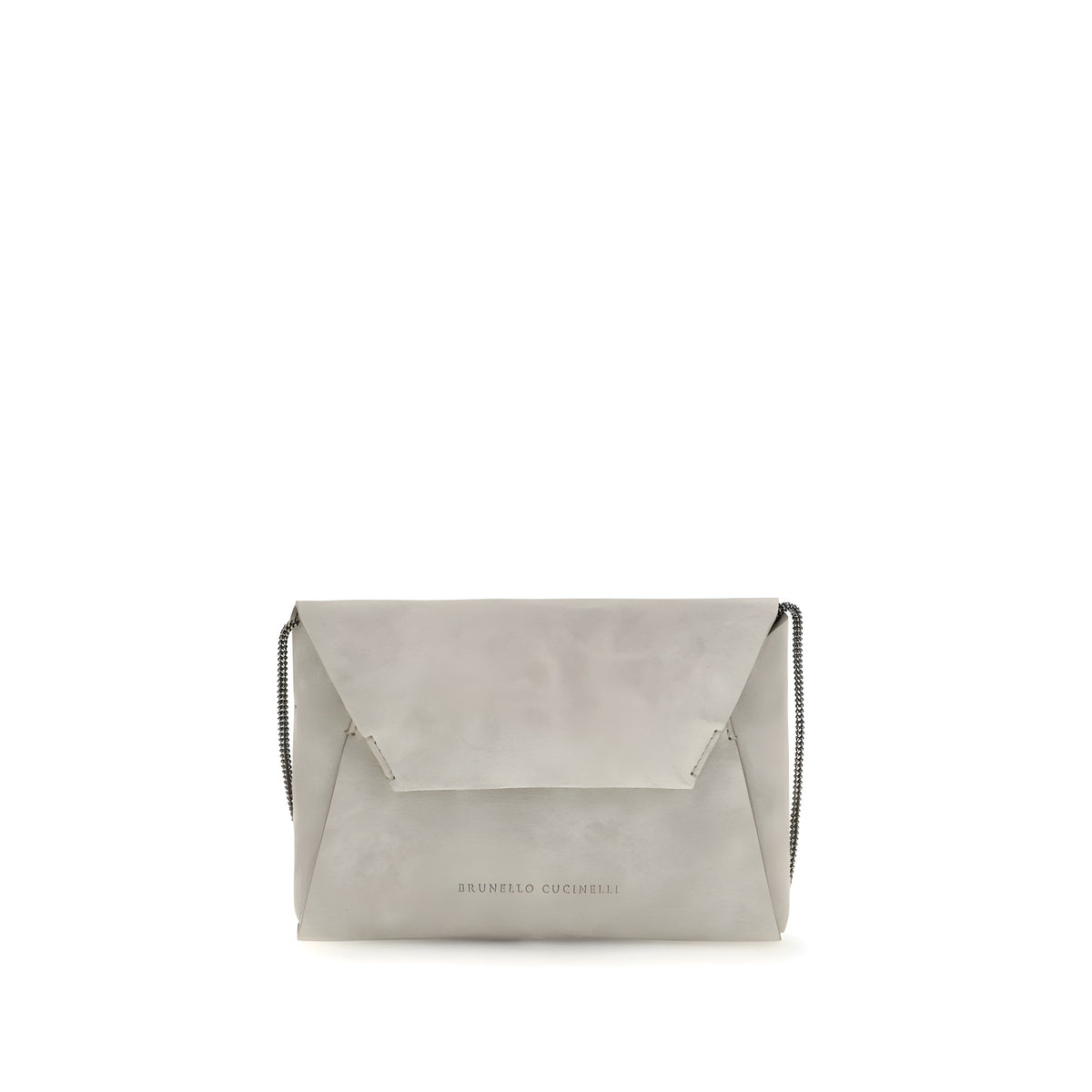 Brunello Cucinelli Gray Calf Leather Shoulder Bag