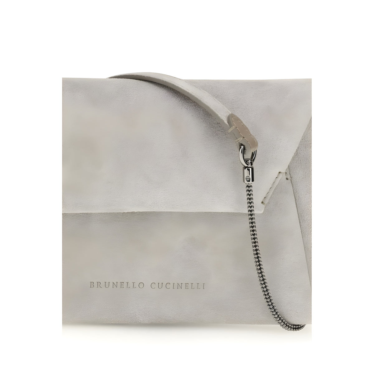 Brunello Cucinelli Gray Calf Leather Shoulder Bag