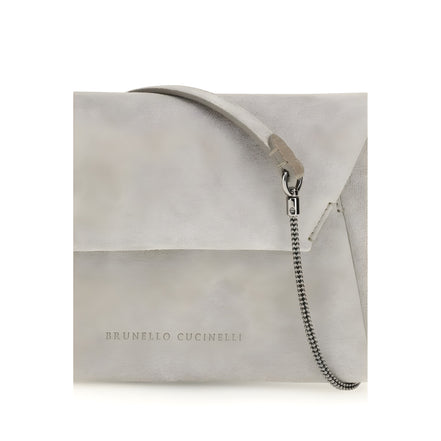 Brunello Cucinelli Gray Calf Leather Shoulder Bag