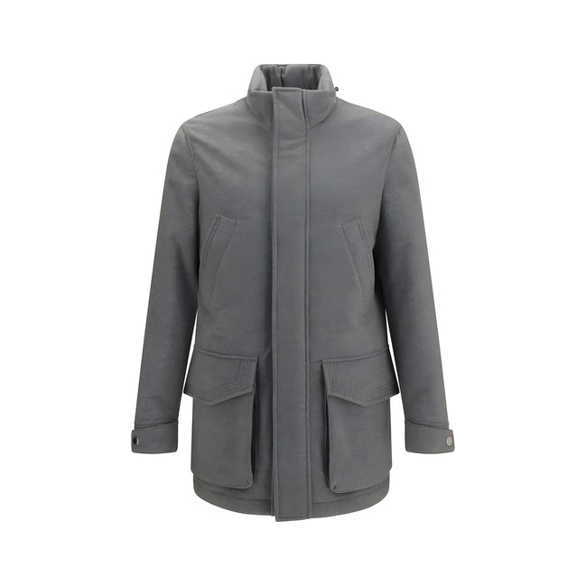 Brunello Cucinelli Gray Cashmere Full-Length Jacket