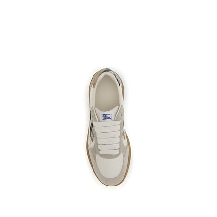 Burberry Beige Leather Low Top Sneakers