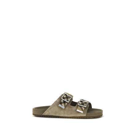 Burberry Beige Calf Leather Flat Sandals