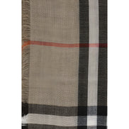 Burberry Beige Reversible Check Wool Silk Scarf