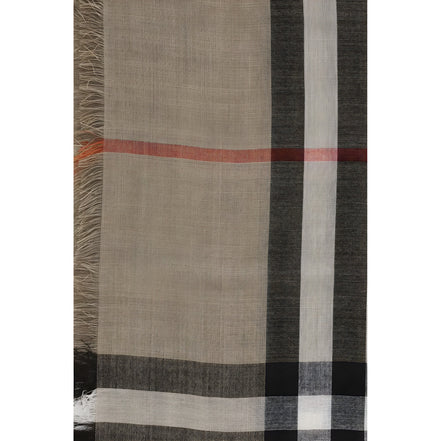 Burberry Beige Reversible Check Wool Silk Scarf