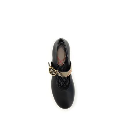 Burberry Black Calf Leather Ballet Flats