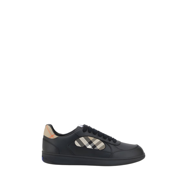 Burberry Black Leather Check Low Top Sneakers