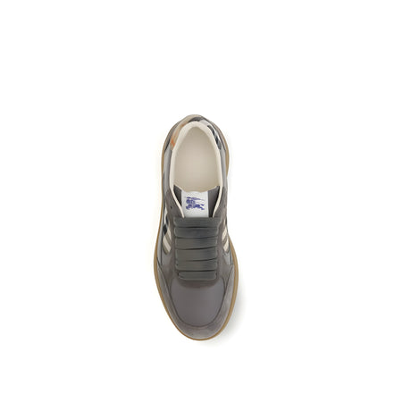 Burberry Gray Leather Low Top Sneakers