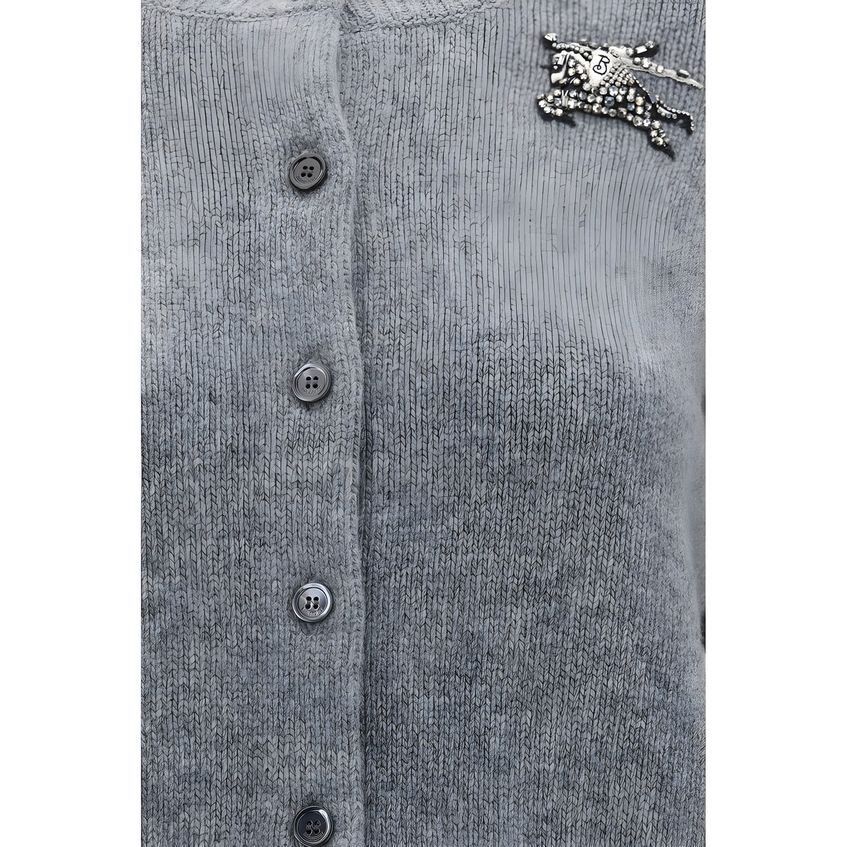 Burberry Gray Wool Oves Aries Cardigan