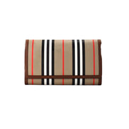 Burberry Hannah Icon Stripe Archive Tan E-Canvas Leather Wallet Crossbody Bag