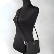 Burberry Peyton Monogram Black Leather Pouch Crossbody Bag