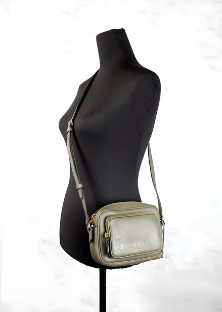 Burberry Small Dark Fern Green Grainy Leather Camera Crossbody Bag