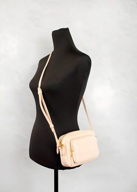 Burberry Small Peach Pink Grainy Leather Camera Crossbody Bag