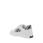 Burberry White Leather Check Low Top Sneakers