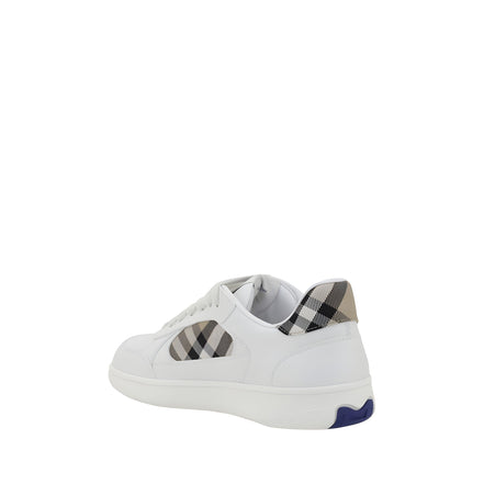 Burberry White Leather Check Low Top Sneakers