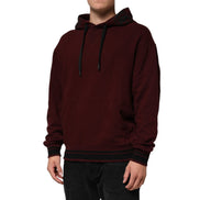 Sweat à capuche pour homme Dolce & Gabbana en coton bordeaux à doublure écossaise