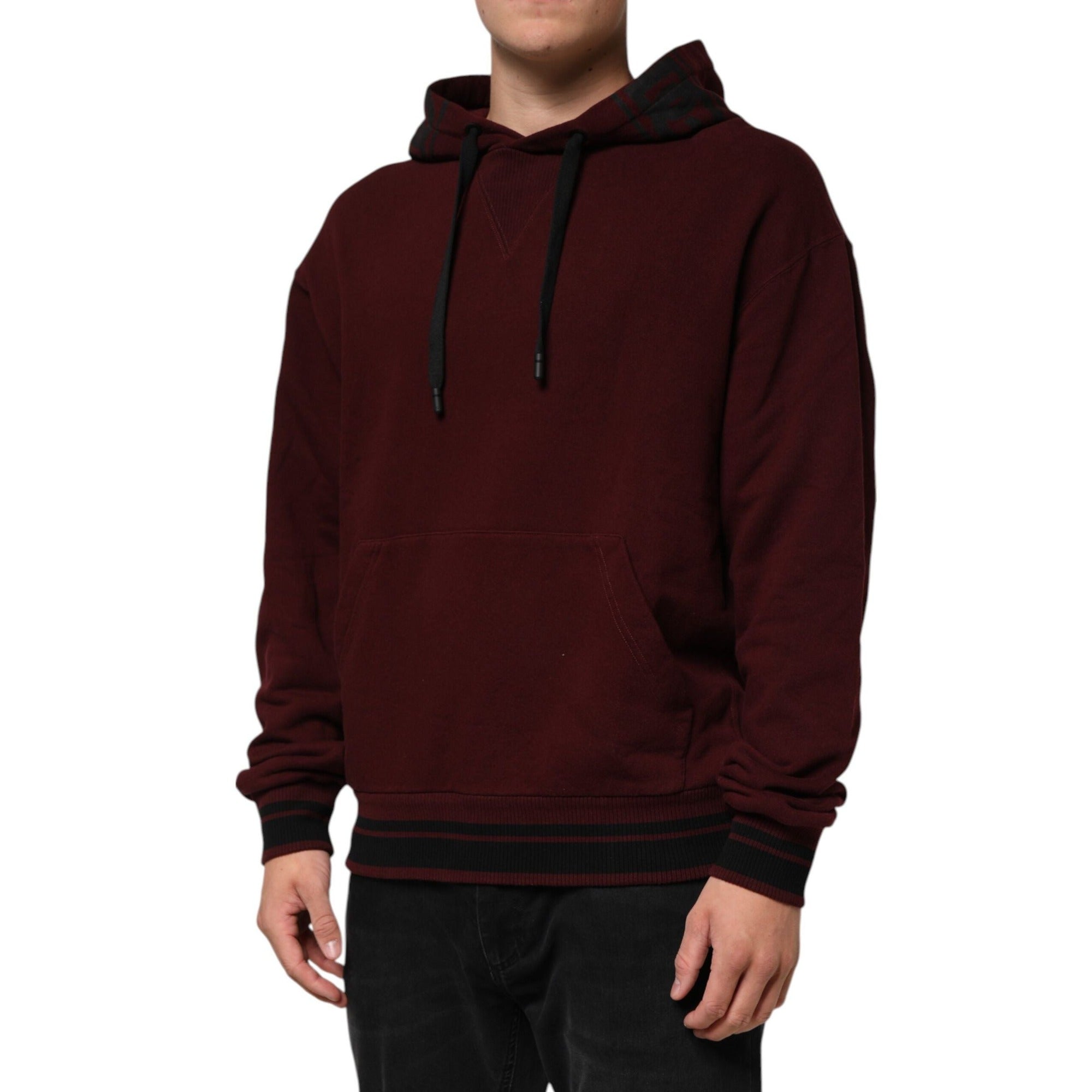 Sweat à capuche pour homme Dolce & Gabbana en coton bordeaux à doublure écossaise