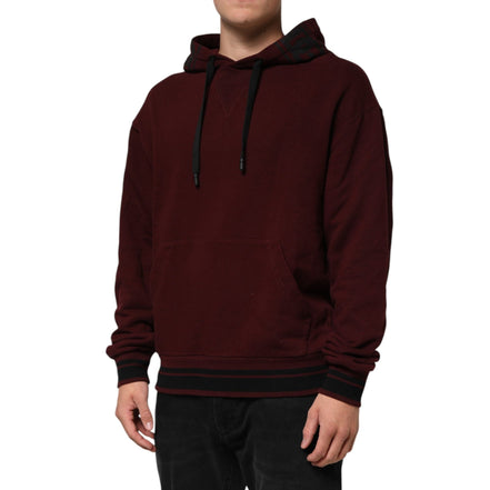Sweat à capuche pour homme Dolce & Gabbana en coton bordeaux à doublure écossaise