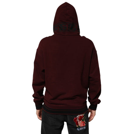 Sweat à capuche pour homme Dolce & Gabbana en coton bordeaux à doublure écossaise