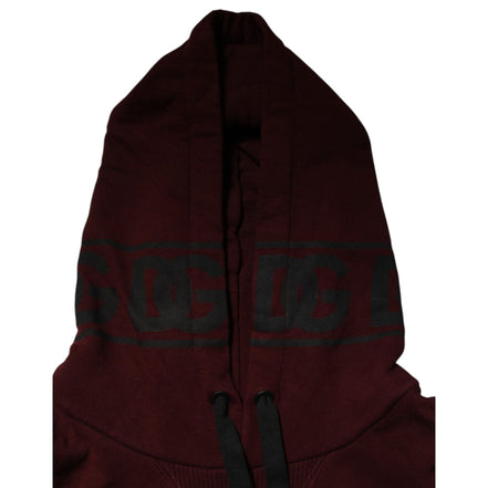 Sweat à capuche pour homme Dolce & Gabbana en coton bordeaux à doublure écossaise