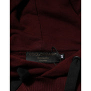 Sweat à capuche pour homme Dolce & Gabbana en coton bordeaux à doublure écossaise