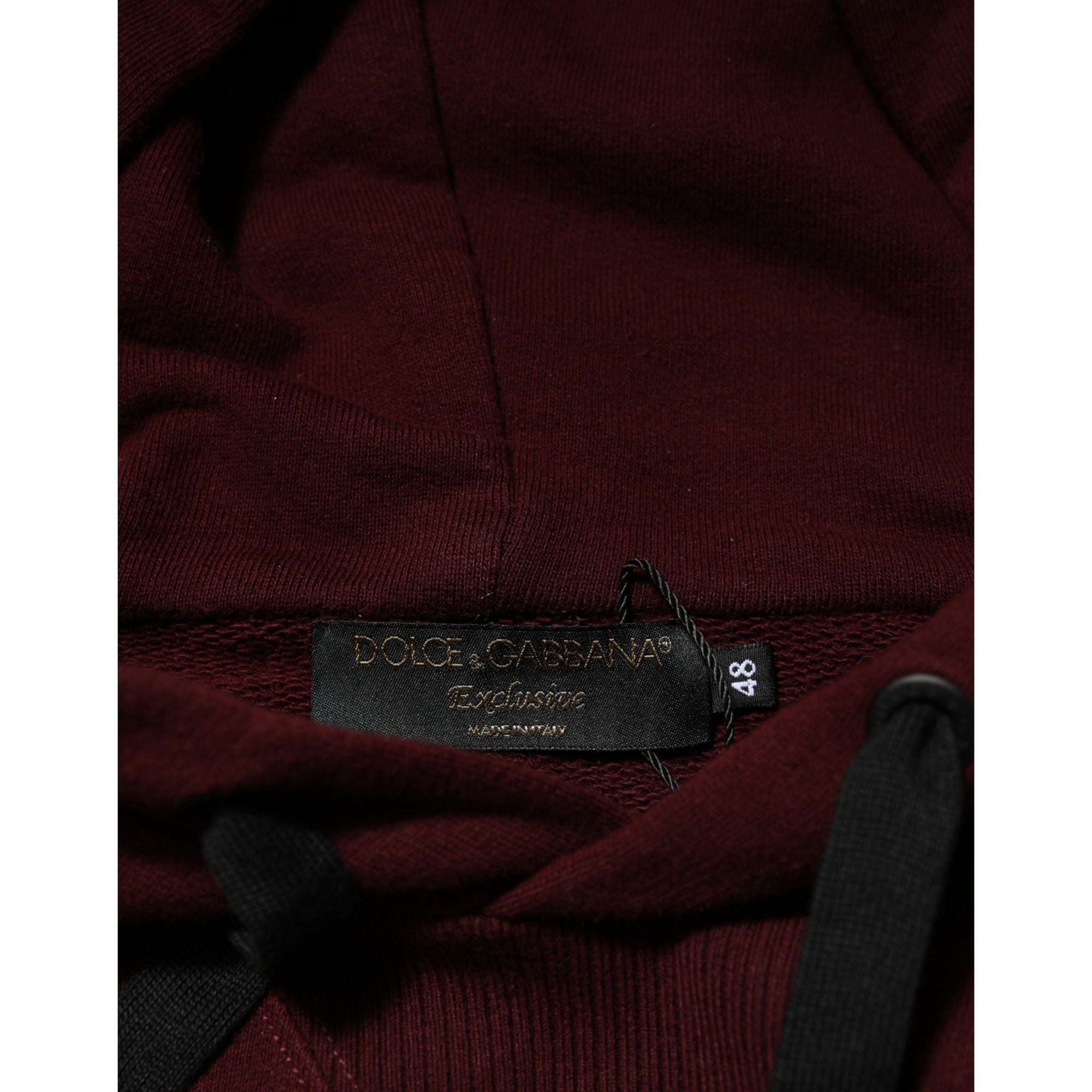 Sweat à capuche pour homme Dolce & Gabbana en coton bordeaux à doublure écossaise