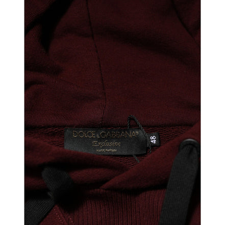 Sweat à capuche pour homme Dolce & Gabbana en coton bordeaux à doublure écossaise