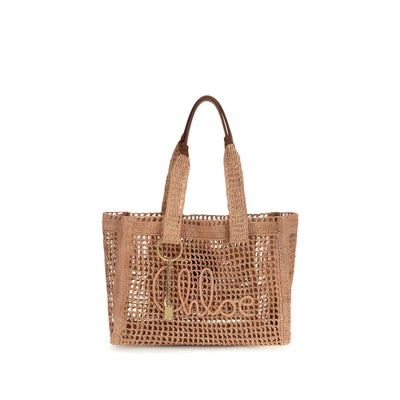 Chloé Beige Raffia Shoulder Bag