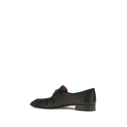 Chloé Black Calf Leather Slip-On Loafers