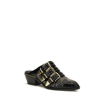 Chloé Black Calf Leather Mules