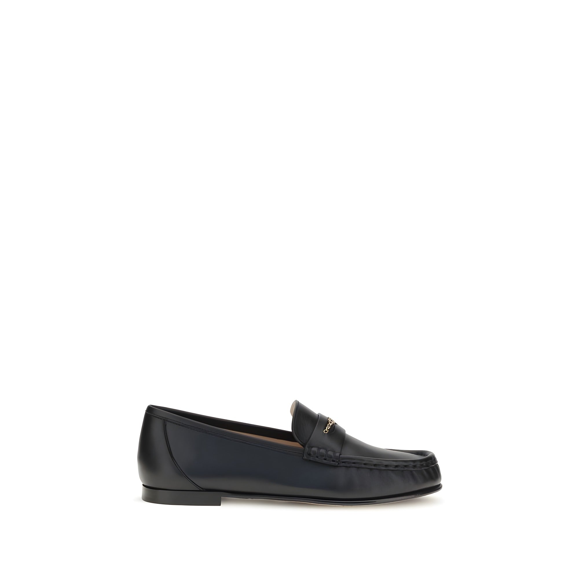 Chloé Black Leather Slip-On Loafers